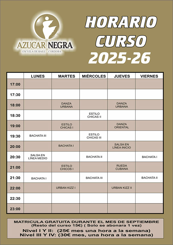 Imagen horario de clases AZ 2024-25